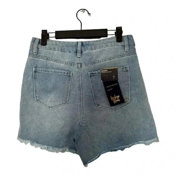 Indigo Rein Women's Distressed Denim Cut-Off Shorts Size 7 Blue High Rise #003 - Picture 5 of 5